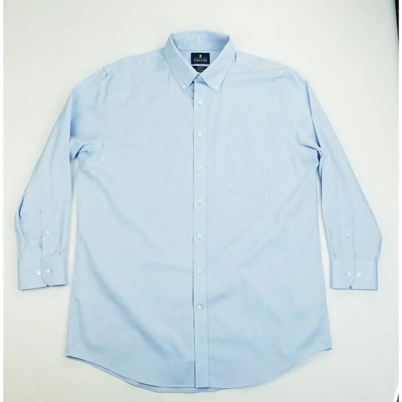 Stafford 17 32-33 Executive Non Iron Fitted Button Down Cotton Pinpoint Oxford - Picture 1 of 9